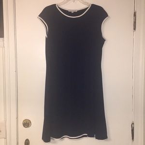 Sweet White Piped A-Line Dress